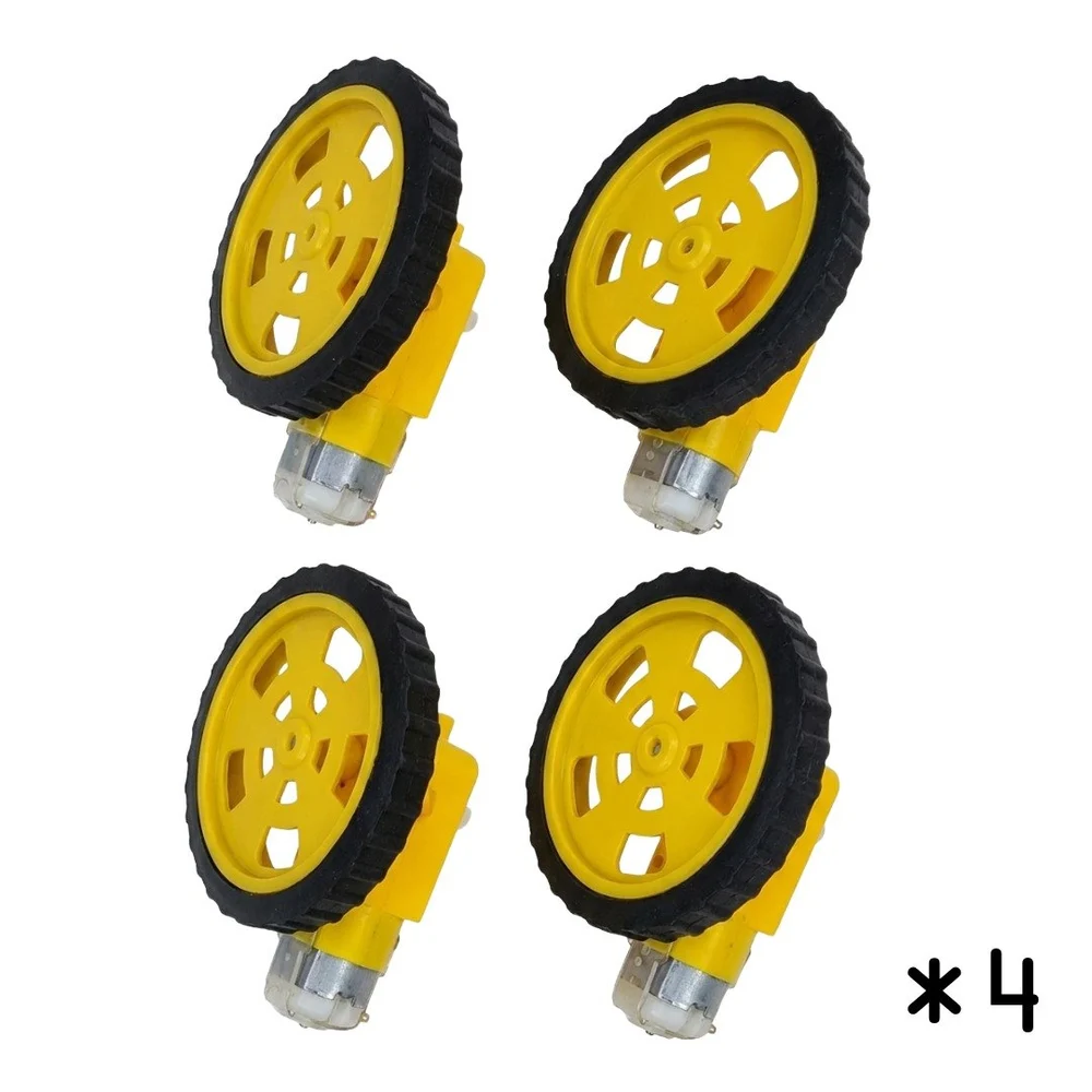 4 Pcs Dual Shaft BO Motor & 4 Pcs Wheel Kit 